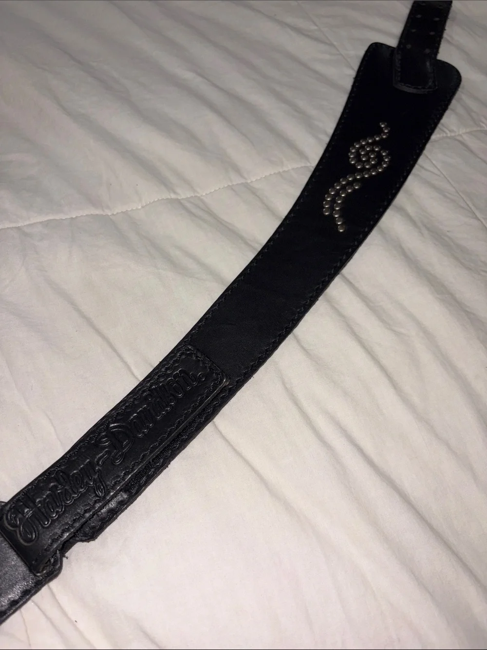 Harley Davidson Vintage 2000 Genuine Leather Logo Embroidered Contour Belt